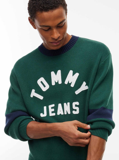 Tommy jeans new clas maglia da uomo verde