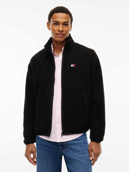 Tommy jeans teddy zi sherpa da uomo nero