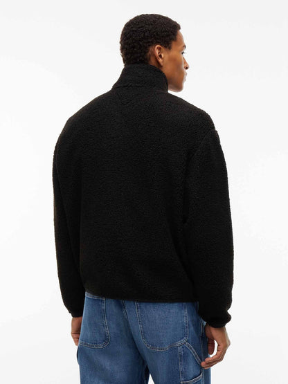 Tommy jeans teddy zi sherpa da uomo nero