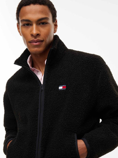 Tommy jeans teddy zi sherpa da uomo nero