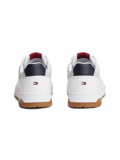 Tommy h. basket lth sneakers da uomo bianco