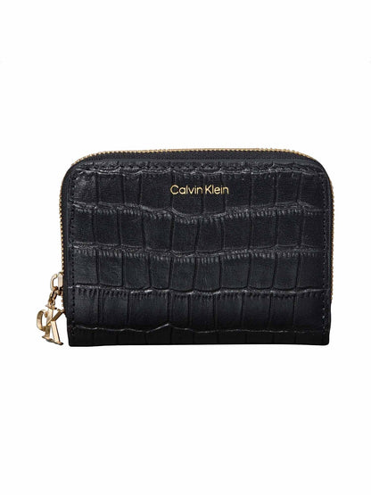 Ck croc medium flap portafogli da donna nero