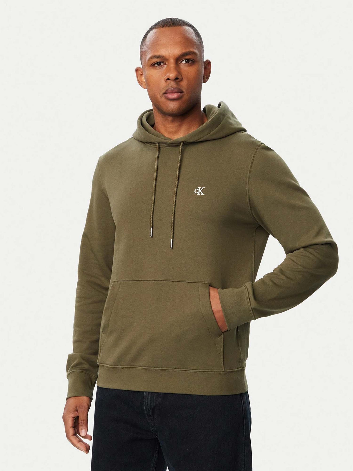 Ck 350TERRY monogram felpa da uomo oliva