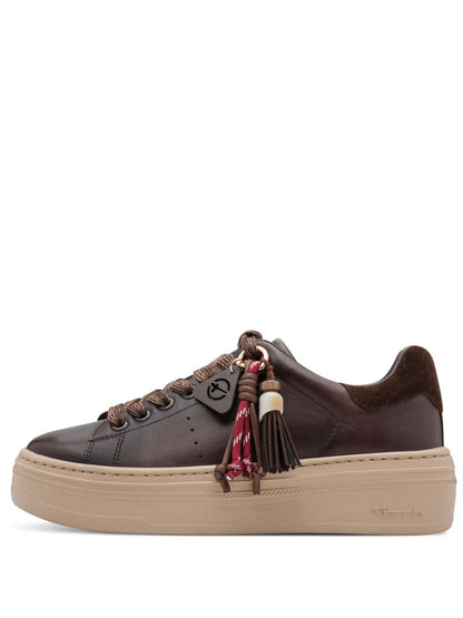 Tamaris stringata sneakers da donna mocca