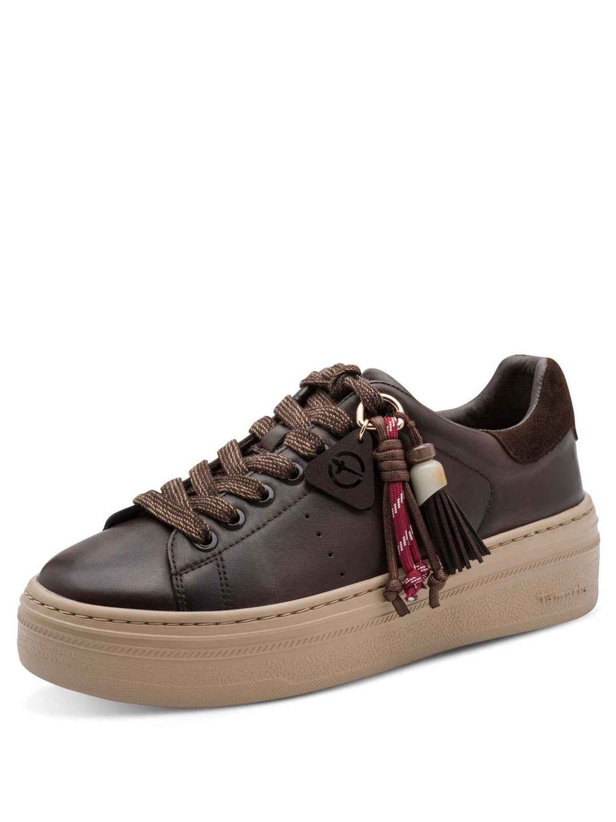 Tamaris stringata sneakers da donna mocca