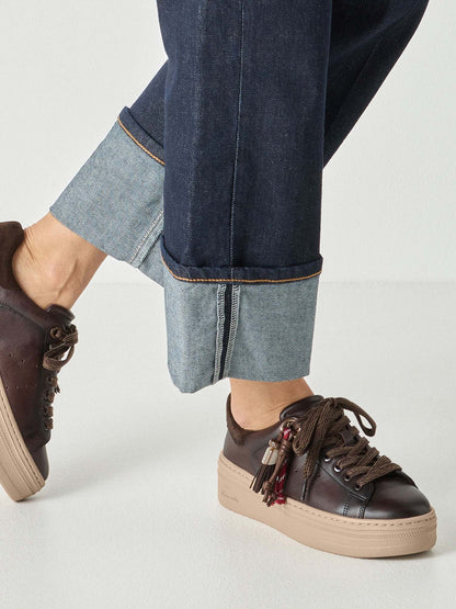Tamaris stringata sneakers da donna mocca