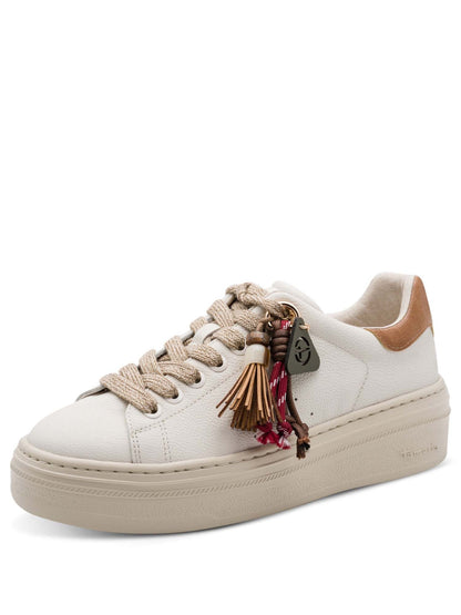 Tamaris stringata sneakers da donna avorio