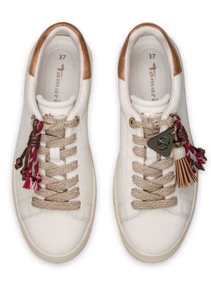 Tamaris stringata sneakers da donna avorio