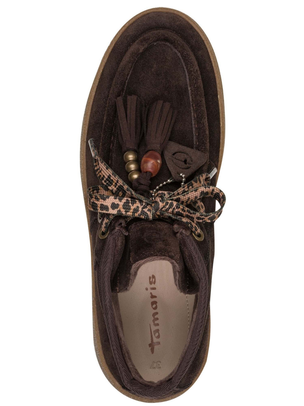 Tamaris stringata sneakers da donna mocca