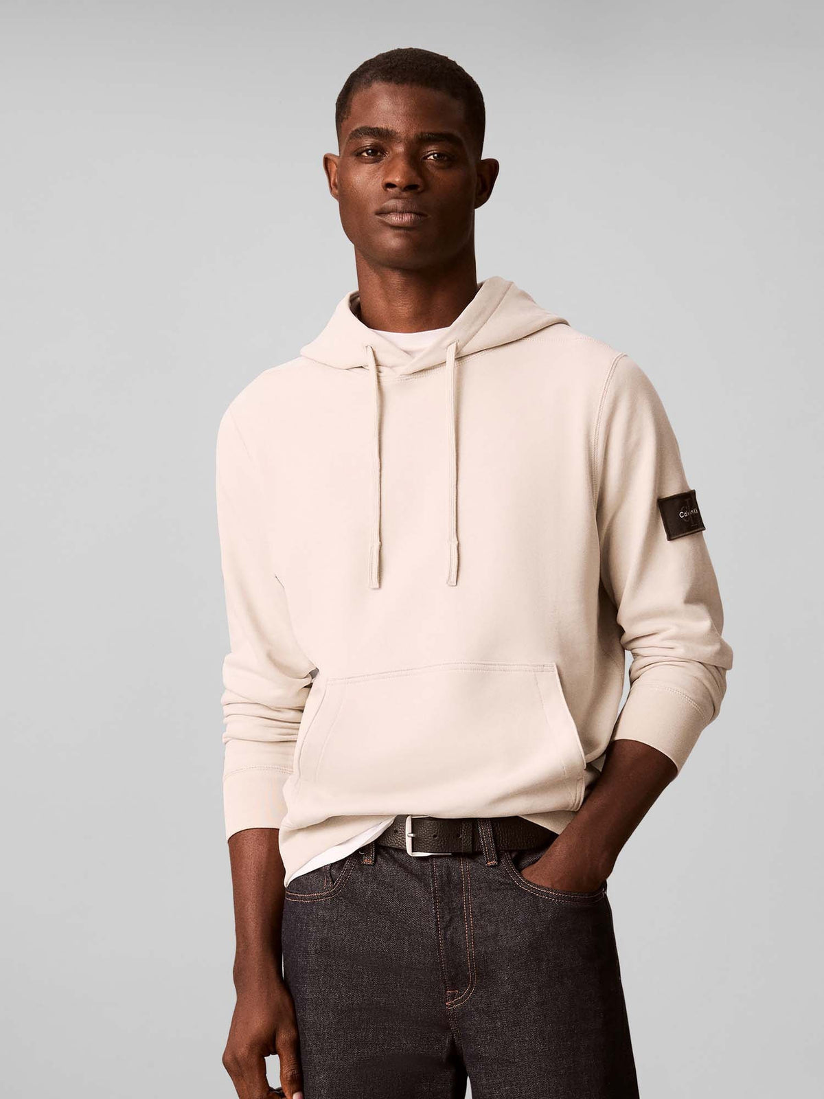 Ck 350TERRY badge felpa da uomo panna