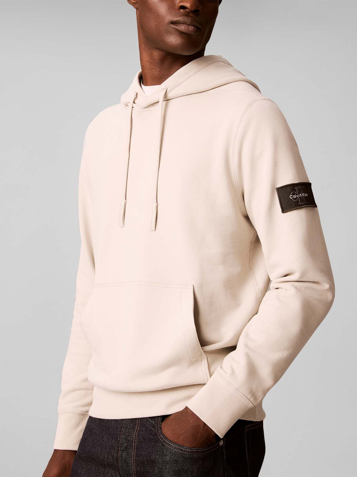 Ck 350TERRY badge felpa da uomo panna