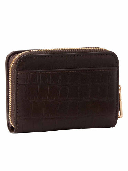 Ck croc medium flap portafogli da donna marrone
