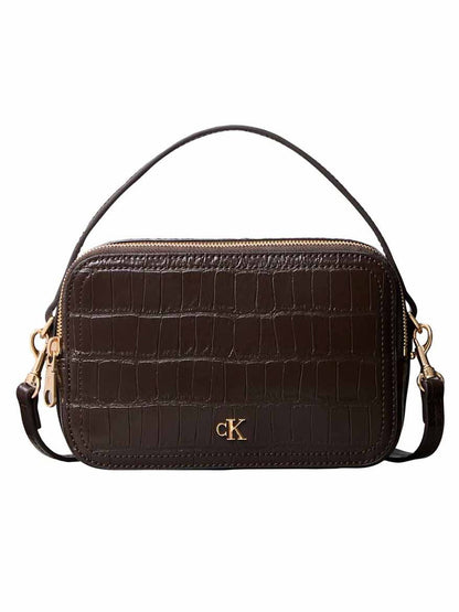 Ck croc camera bag borsa da unisex marrone