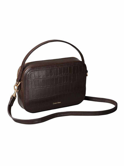 Ck croc camera bag borsa da unisex marrone