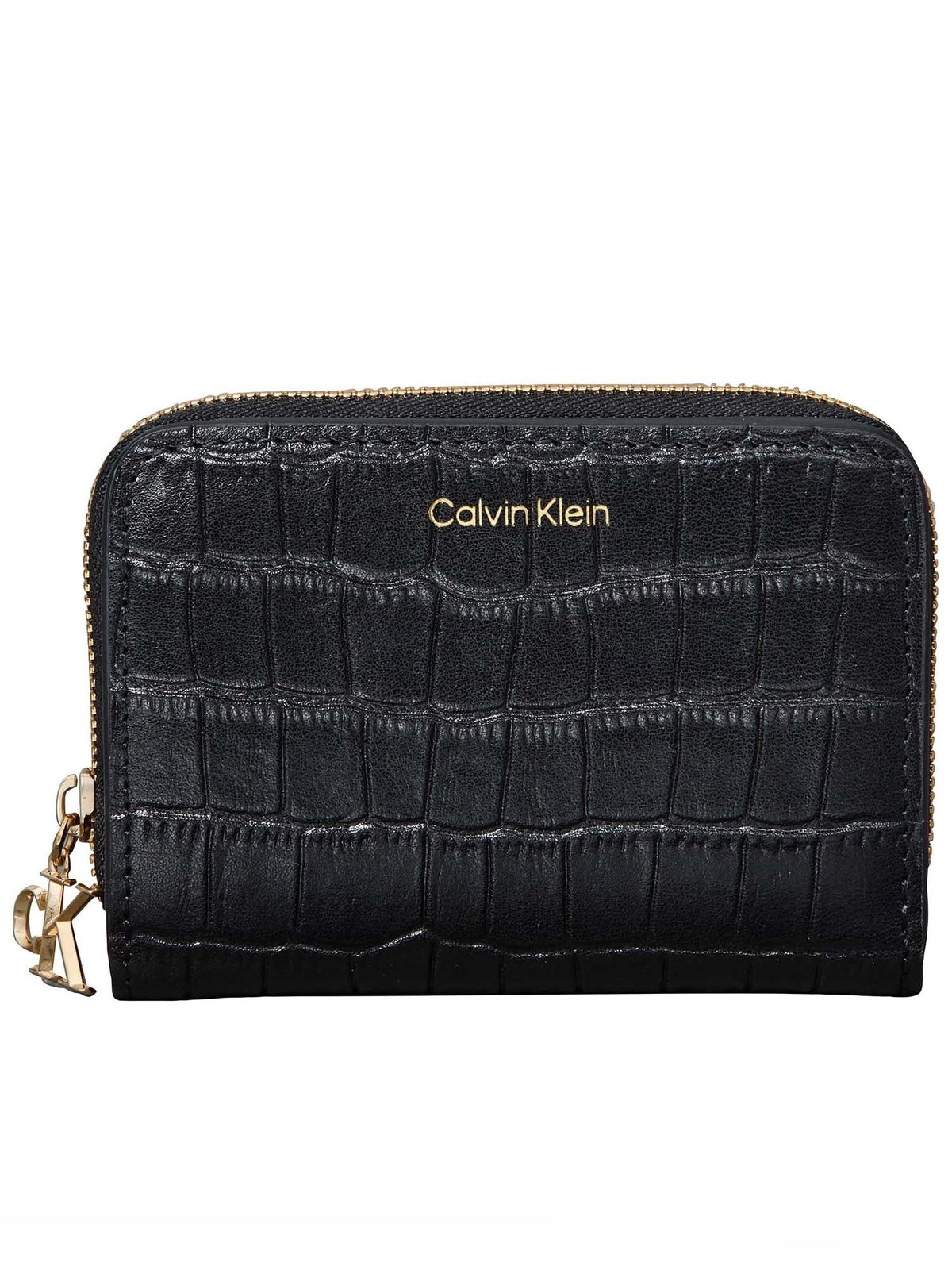 Ck croc medium flap portafogli da donna nero