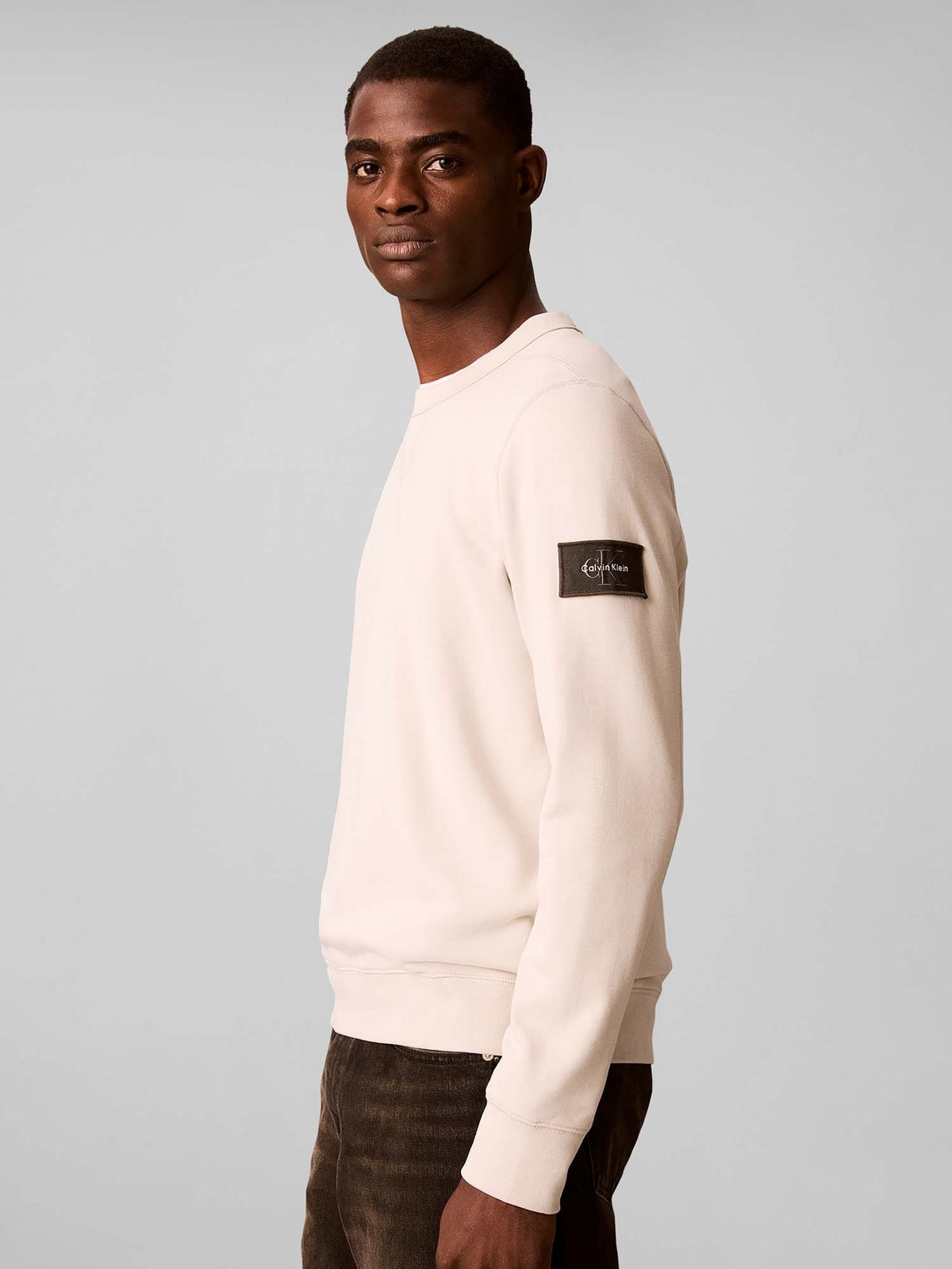 Ck 350TERRY badge felpa da uomo panna