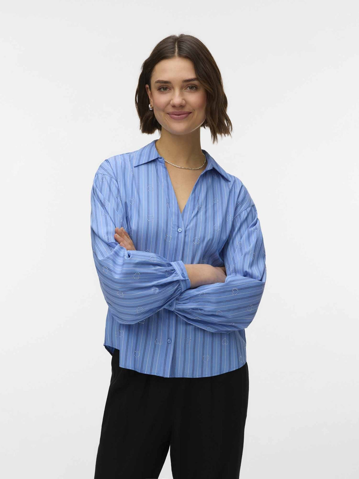 Vero moda gina camicia da donna celeste