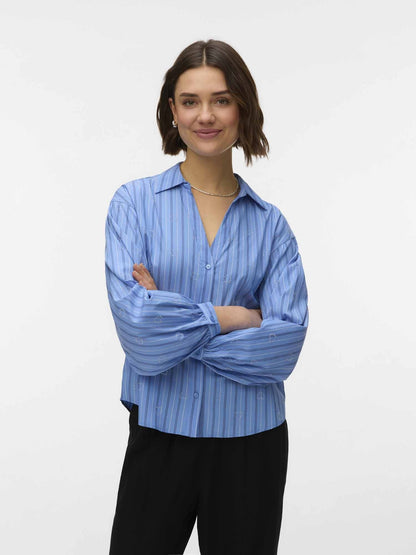 Vero moda gina camicia da donna celeste