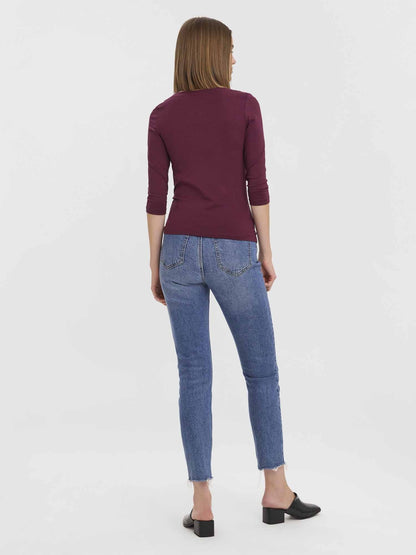 Vero moda panda t-shirt da donna bordeaux