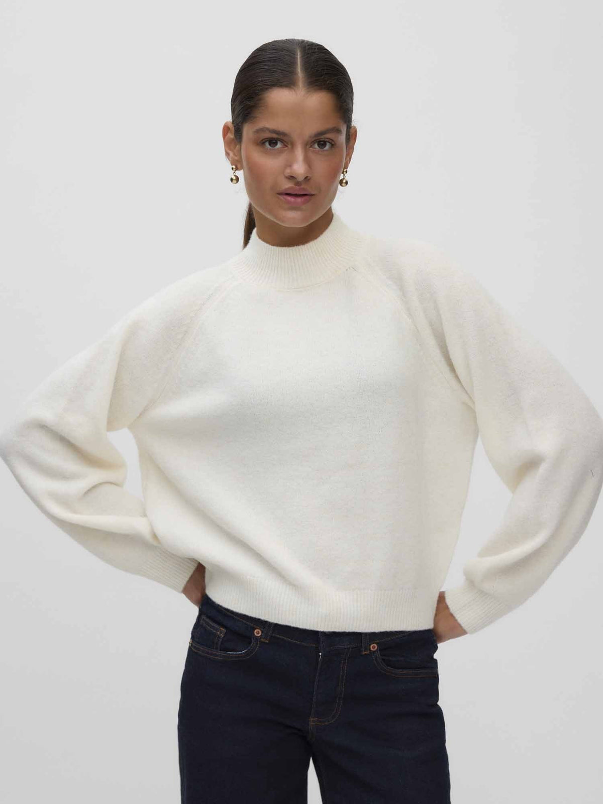 Vero moda leaf maglia da donna panna