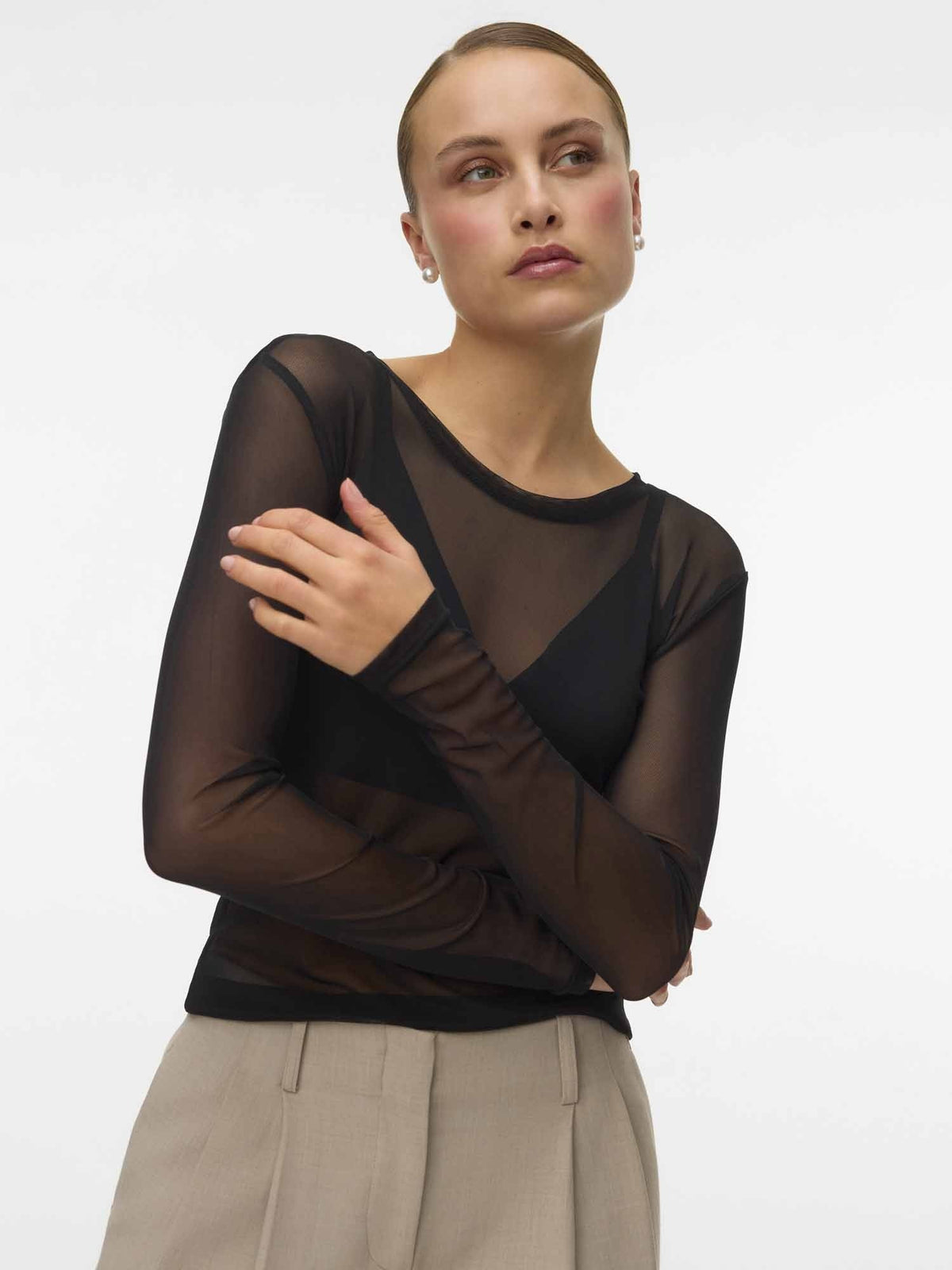 Vero moda lova t-shirt da donna cioccolato
