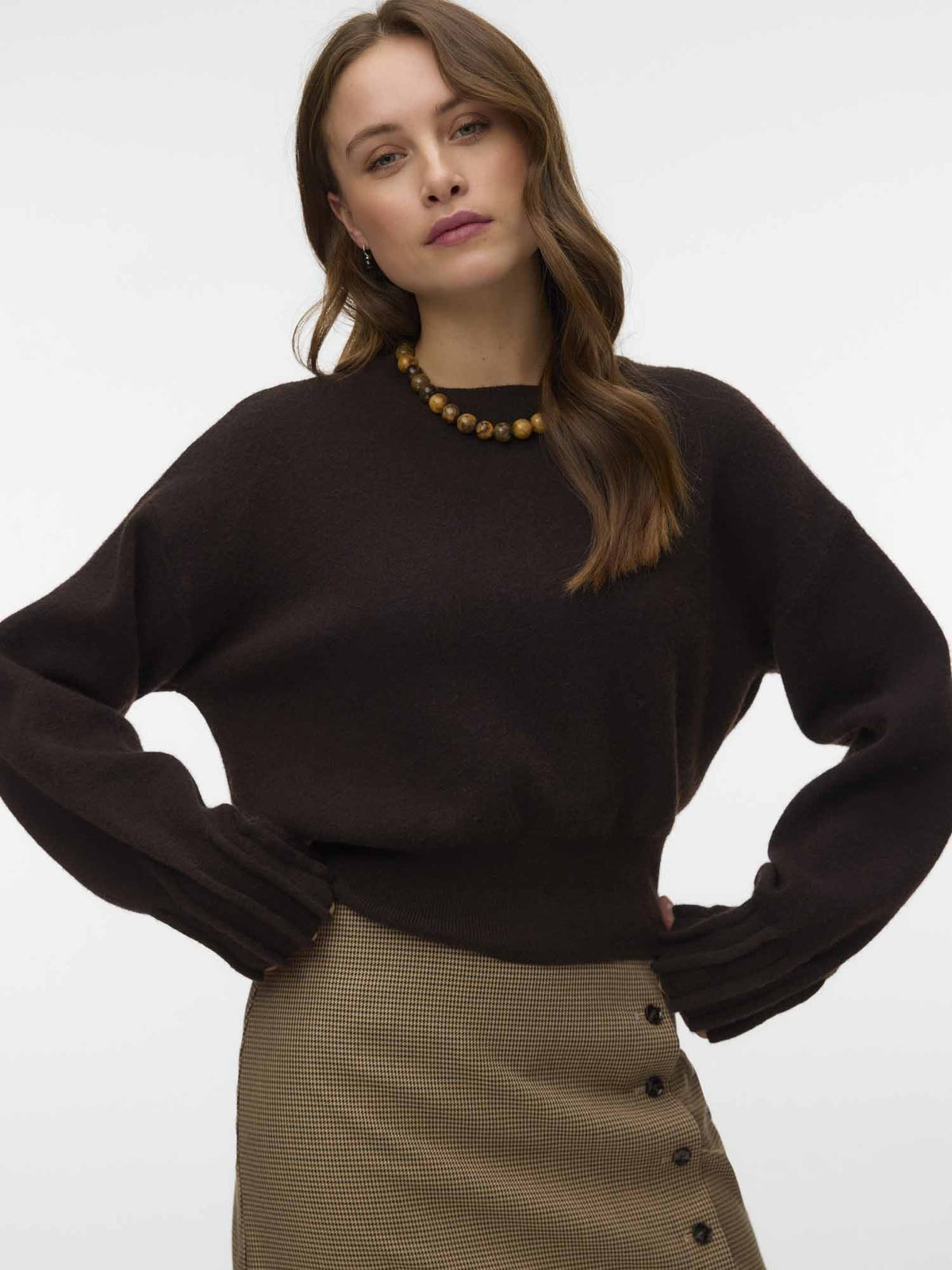 Vero moda kacy maglia da donna cioccolato
