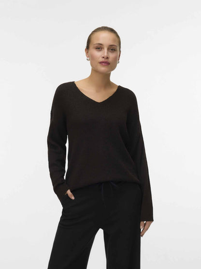 Vero moda crewlefile maglia da donna cioccolato