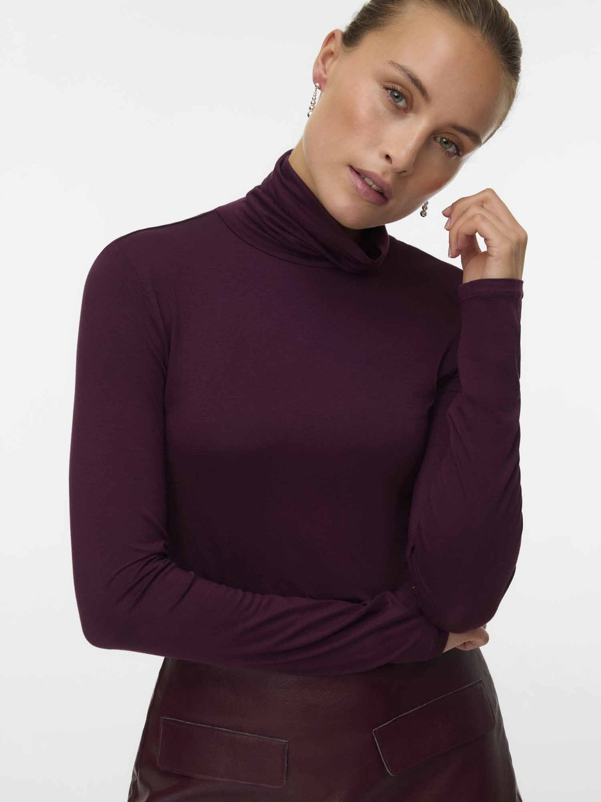 Vero moda alberte t-shirt da donna bordeaux