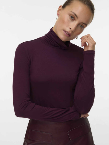 Vero moda alberte t-shirt da donna bordeaux
