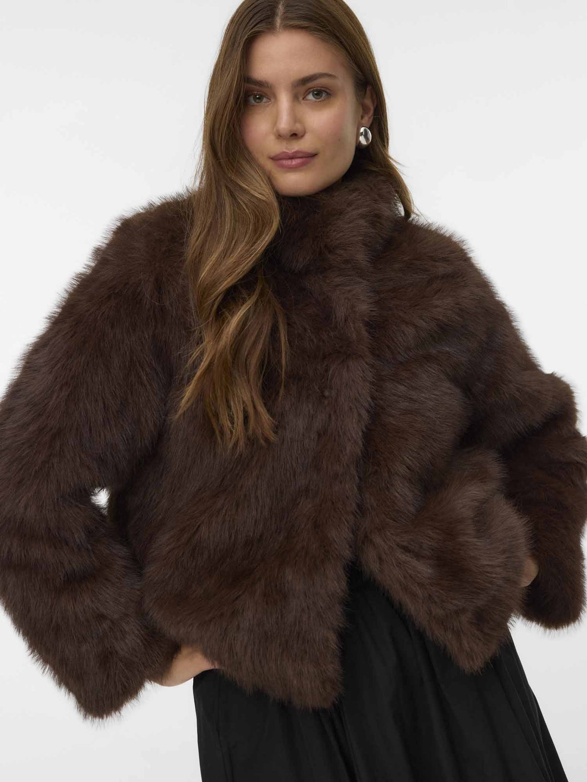 Vero moda monroe pelliccia da donna cioccolato