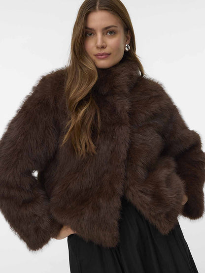 Vero moda monroe pelliccia da donna cioccolato