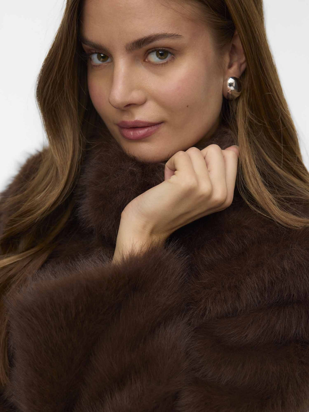 Vero moda monroe pelliccia da donna cioccolato