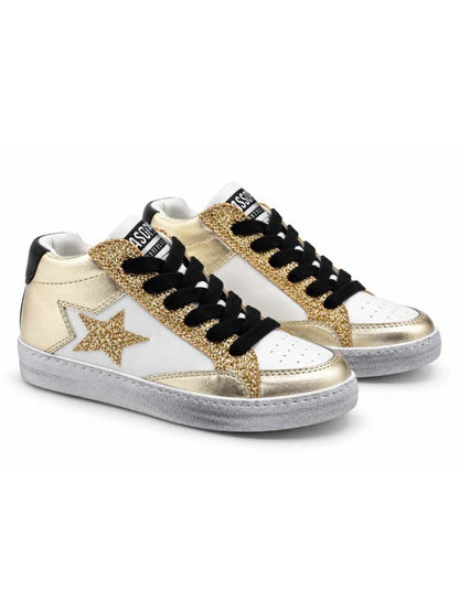 Asso sneakers jr da bambino/a bianco oro