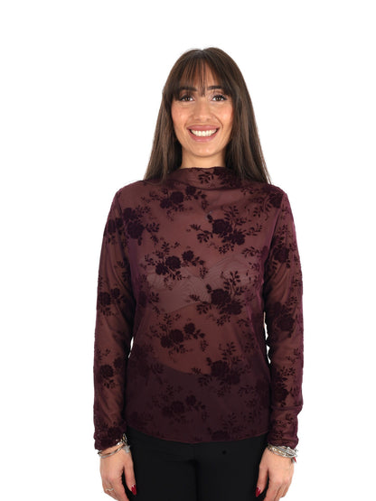 Miss love maglia piz da donna bordeaux