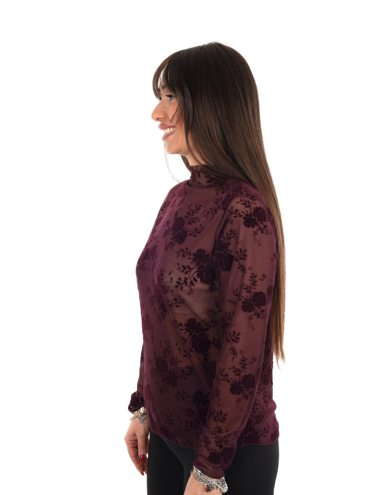 Miss love maglia piz da donna bordeaux