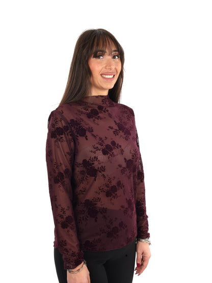 Miss love maglia piz da donna bordeaux