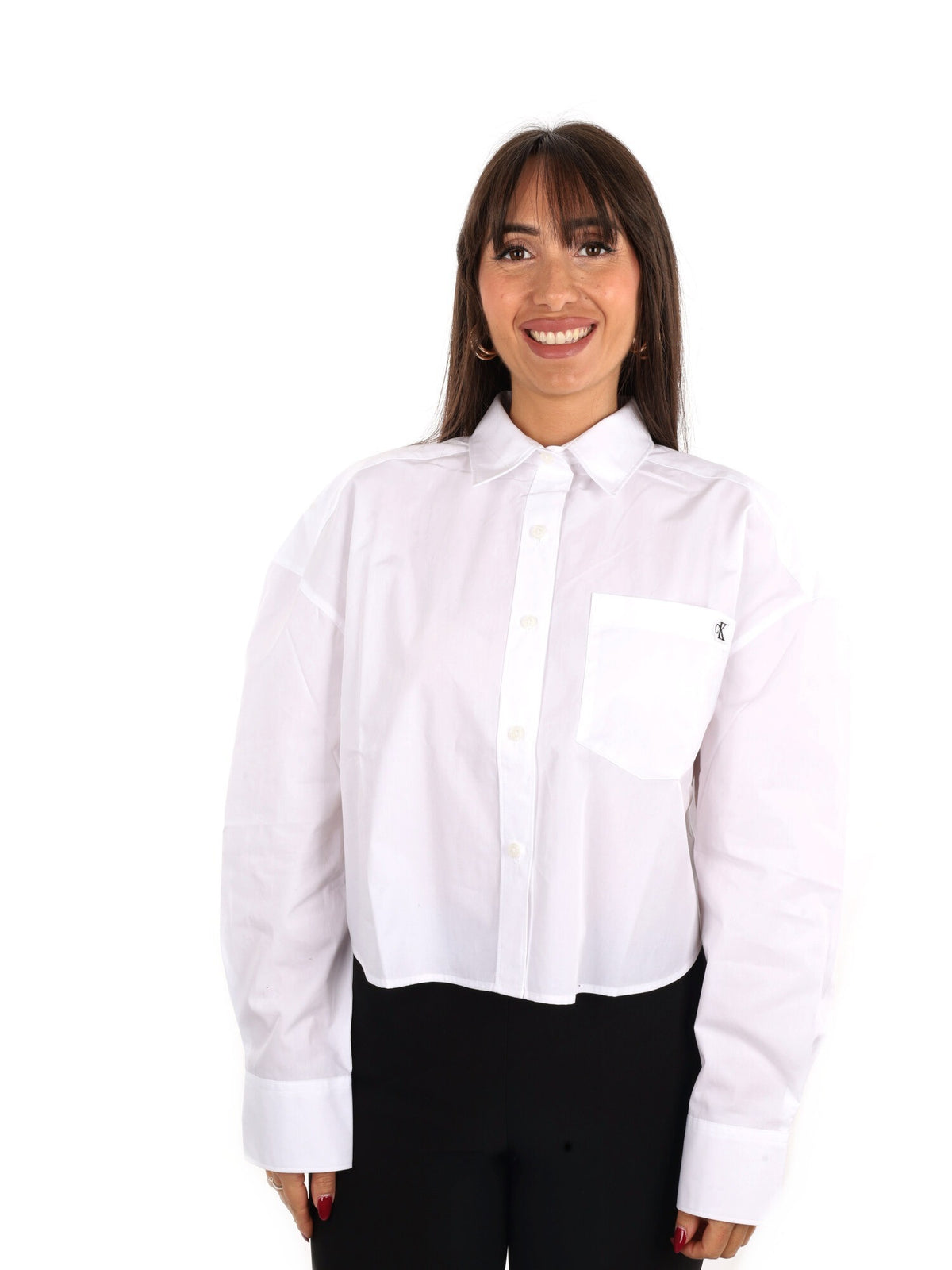 Ck cotton poplin cro camicia da donna bianco