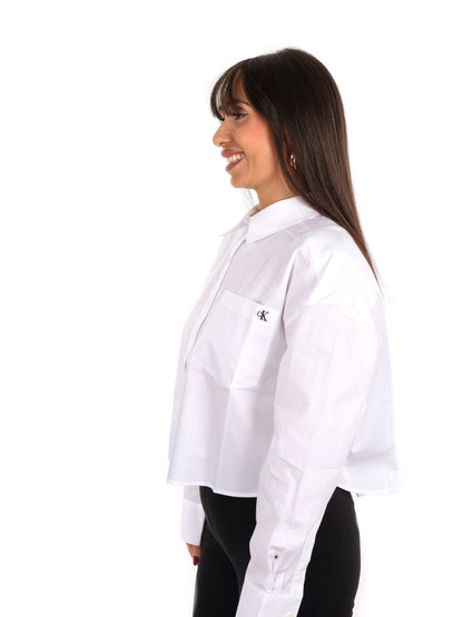 Ck cotton poplin cro camicia da donna bianco