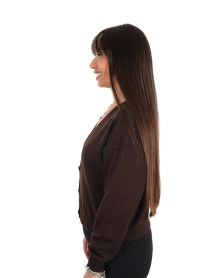Miss love cardigan maglia da donna cioccolato