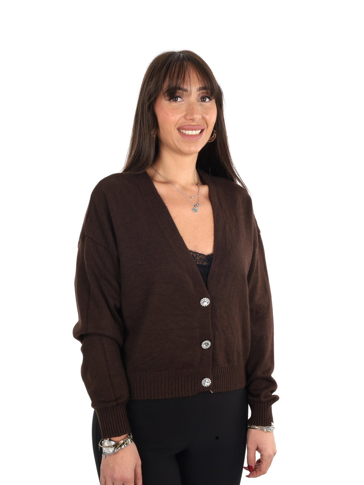 Miss love cardigan maglia da donna cioccolato