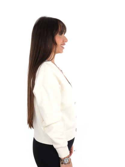 Miss love cardigan maglia da donna panna
