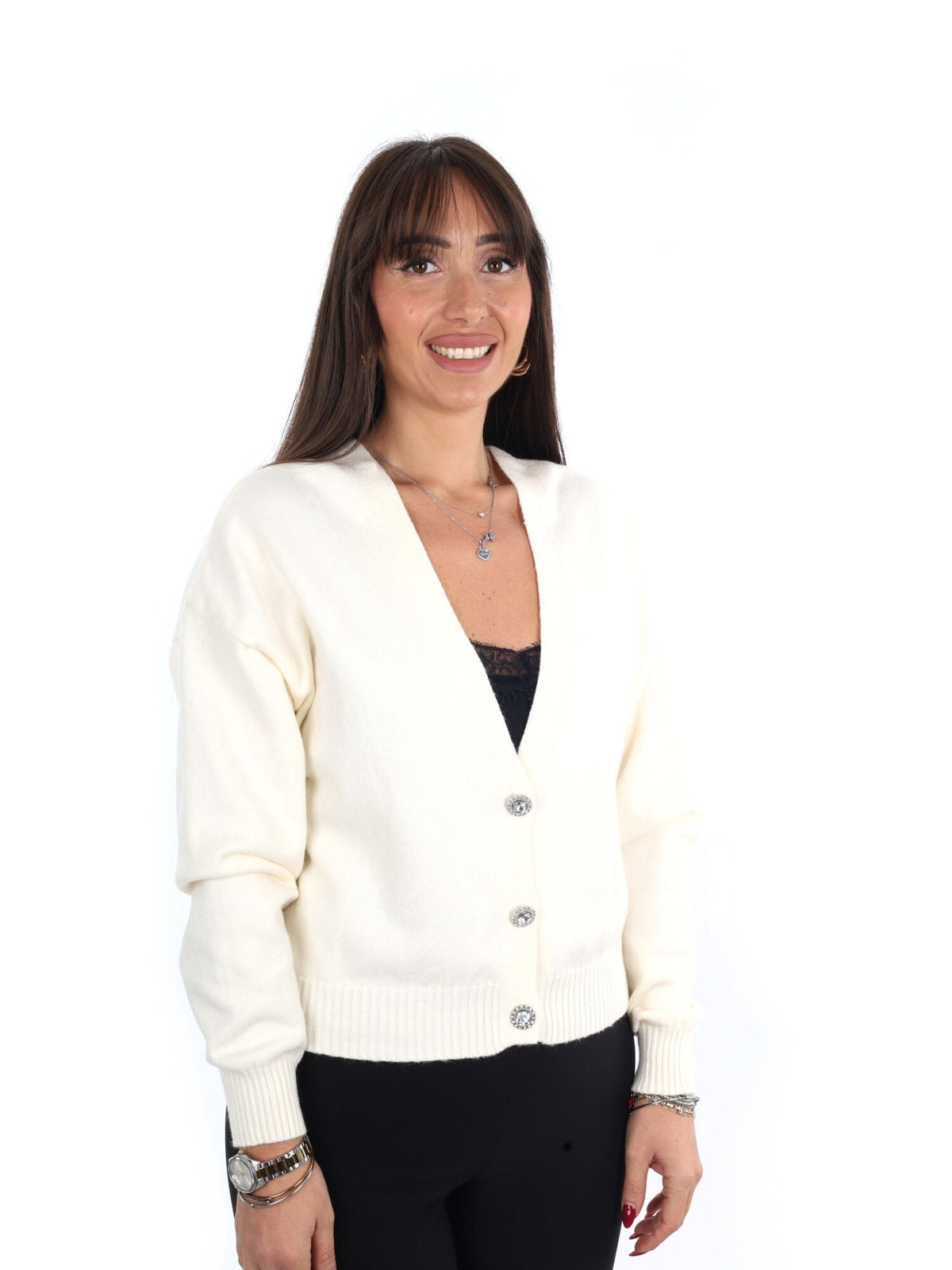 Miss love cardigan maglia da donna panna