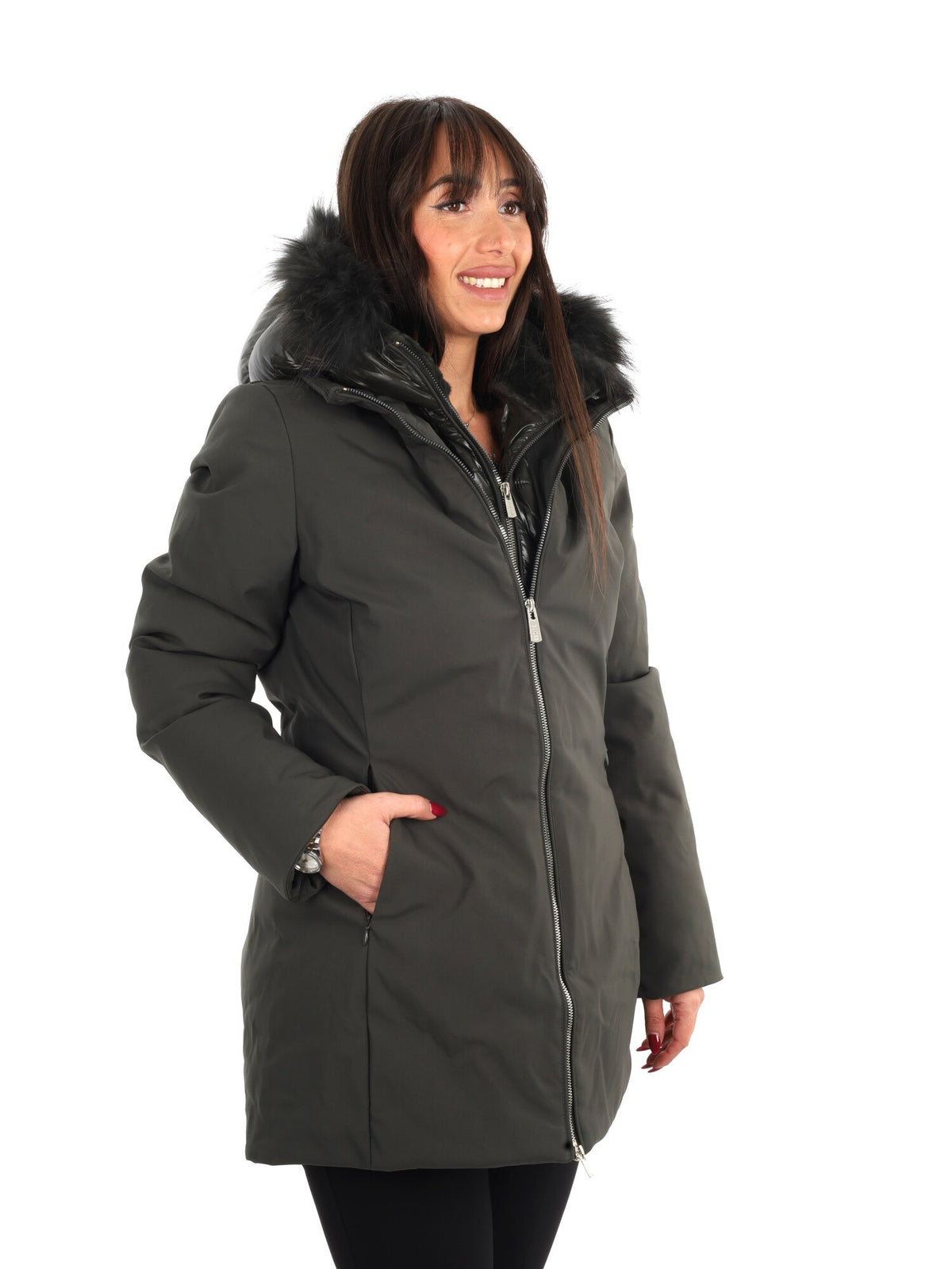 Yes zee giaccone da donna verde militare