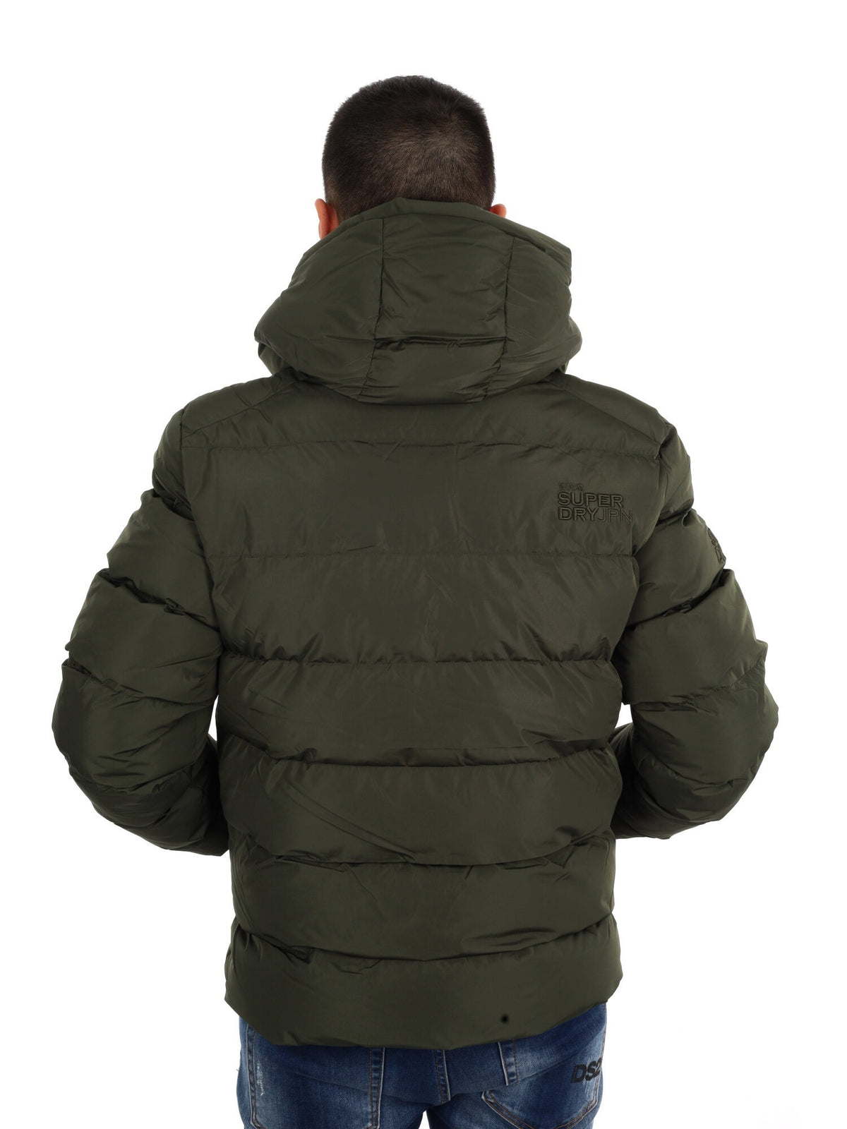 Superdry sport puffe giubbino da uomo verde militare