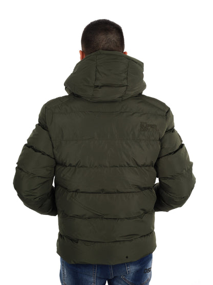 Superdry sport puffe giubbino da uomo verde militare