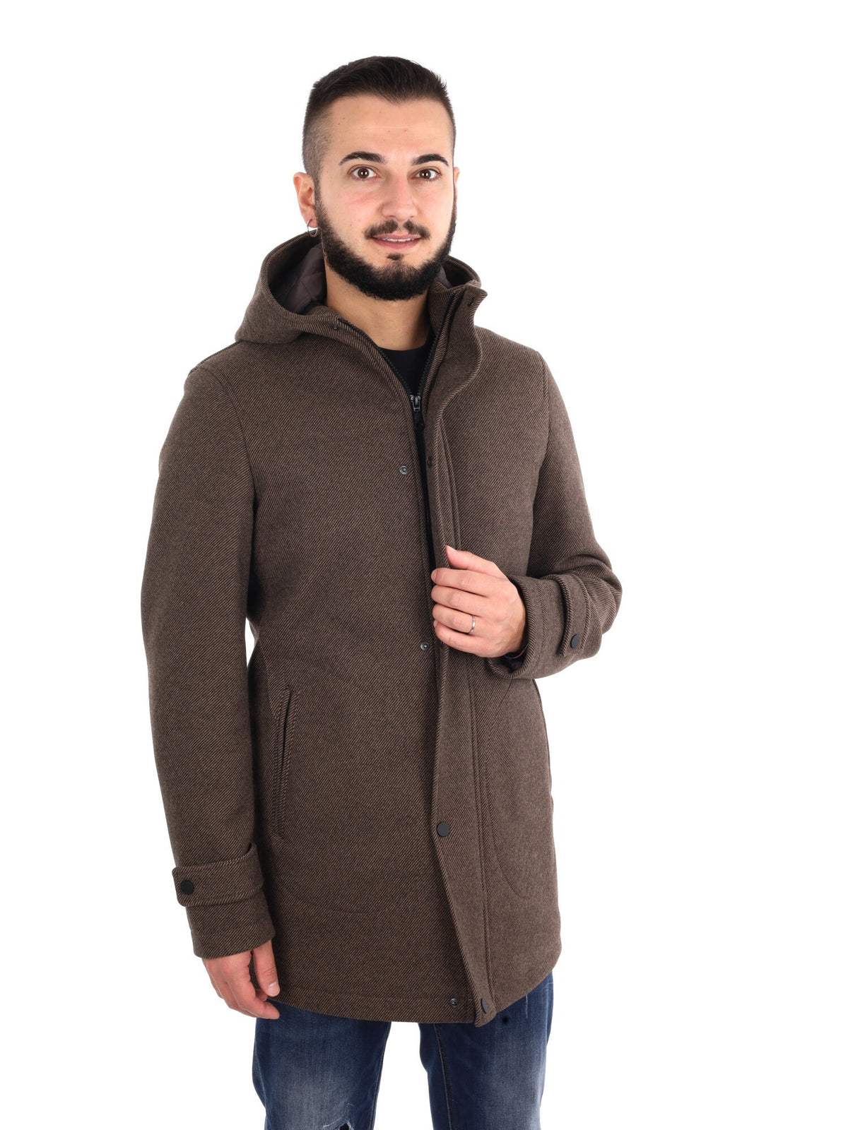 Fb cappotto cappucci da uomo cammello