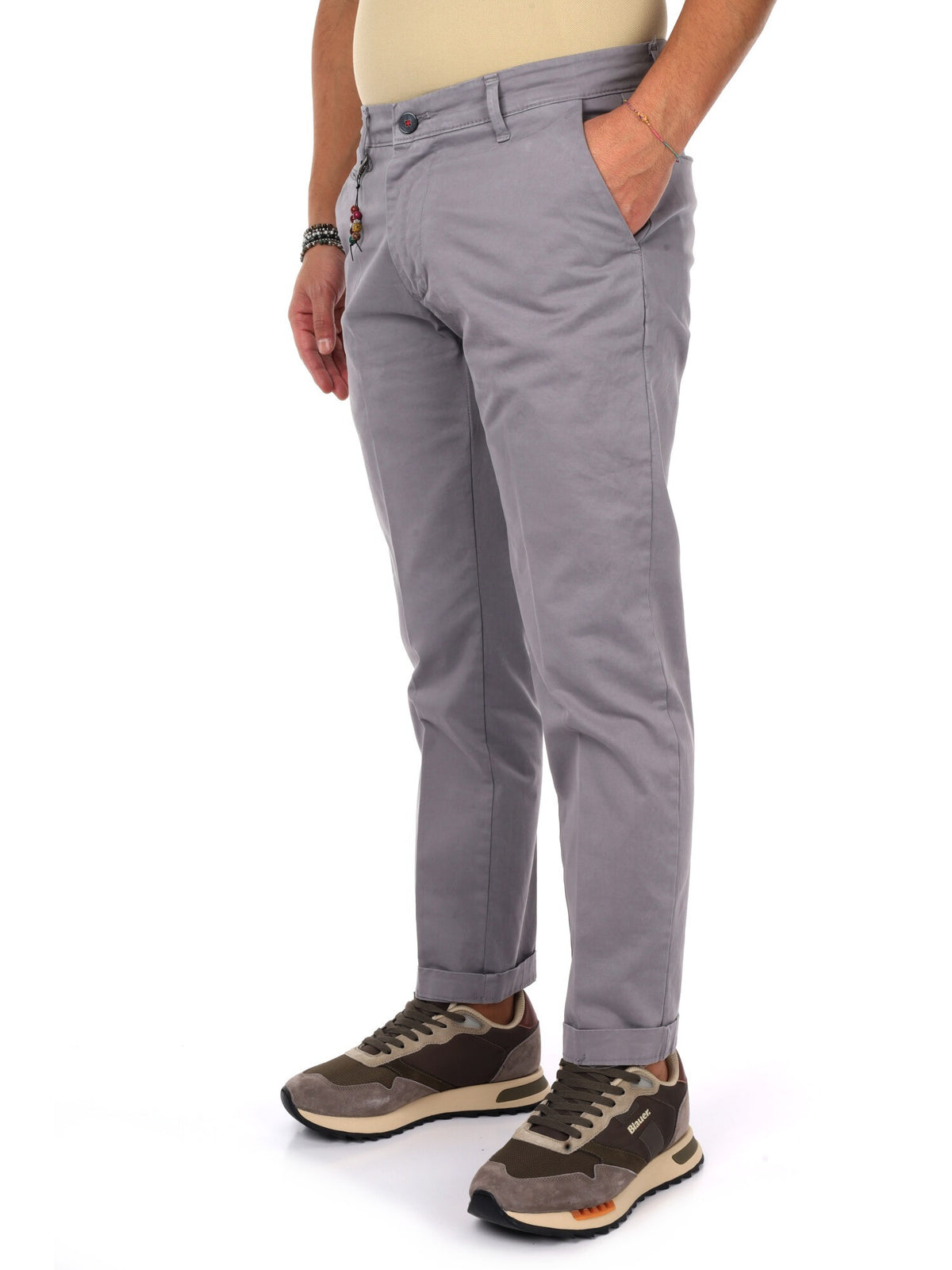 Fb pantalone raso da uomo perla
