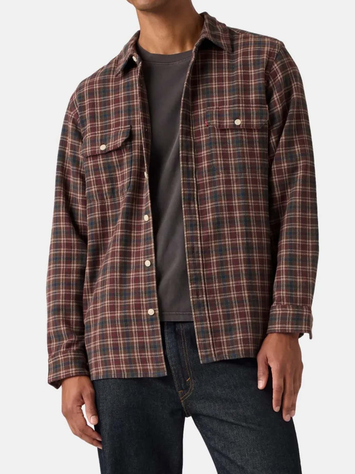Levi's jackson worke camicia da uomo bordeaux