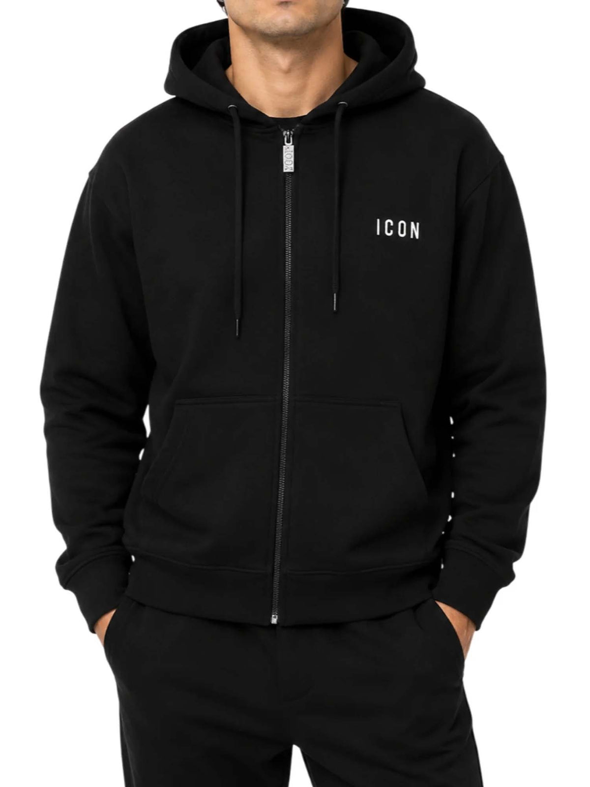 Icon felpa zip+ca ft da uomo nero