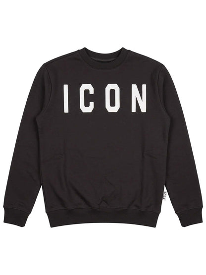 Icon felpa girocollo da uomo nero-bianco